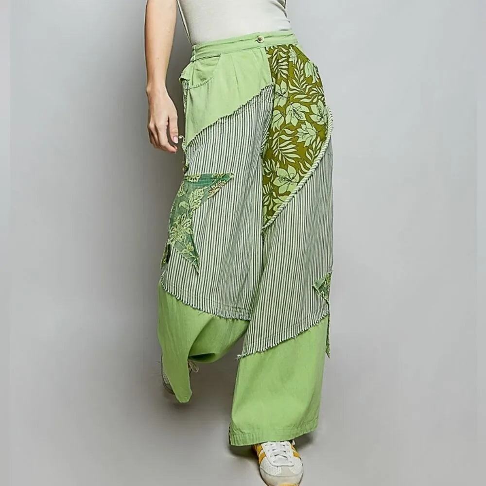 POL Bohemian Stripe Star Patchwork Pants